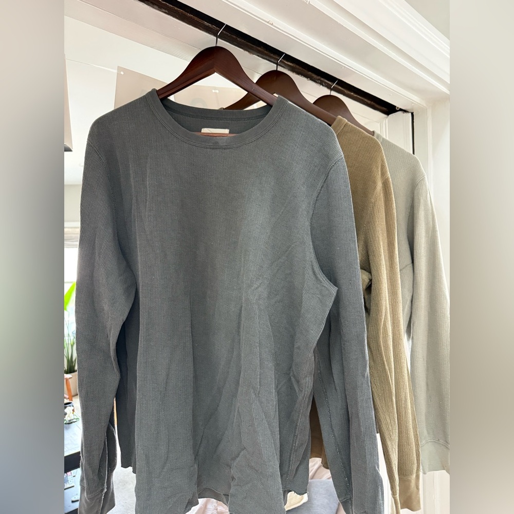 Buck Mason Waffle Crewneck Thermal - Slate Gray